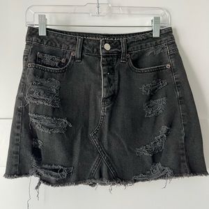 American Eagle Black Denim Skirt High Rise Size 2